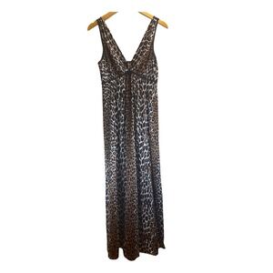 VTG Vanity Fair Leopard Print Maxi Nightgown Sz S Sleeveless Nylon Antron III